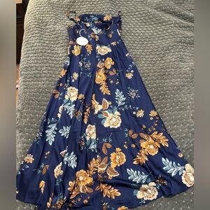 Petal & Pup Blue and Yellow Maxi A-Line Dress for Cocktail